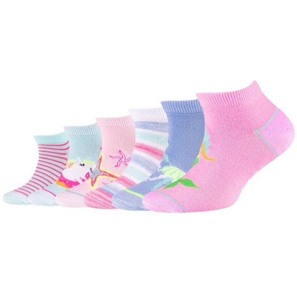 Skechers 6PPK Girls Casual Fancy Sneaker Socks SK43081-1001 Multicolor 35-38 General