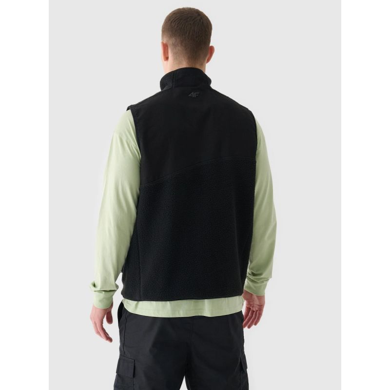 Men's sherpa vest with stand-up collar 4F 4FRAW24TVESM172-20S mellény