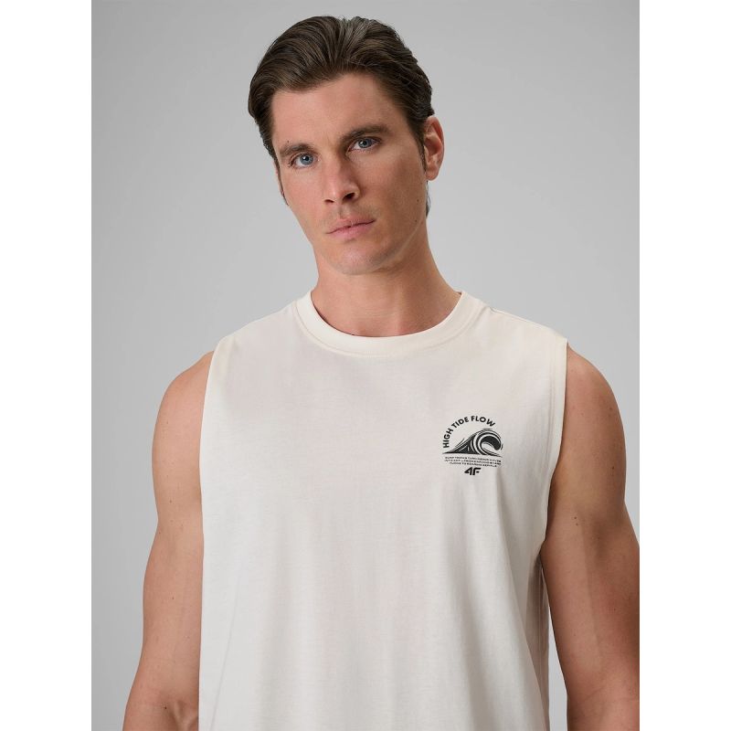 4F Men's relaxed sleeveless T-shirt with print póló