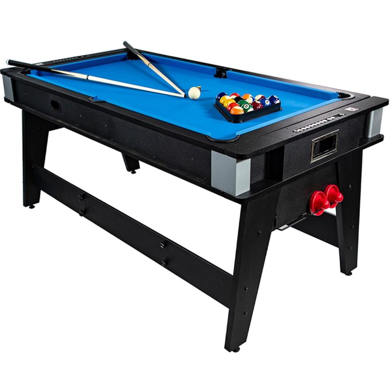Enero 4-IN-1 MULTIGAMING TABLE BILLIARDS TABLE TENNIS HOOK-UP DINING TABLE .1x81.3CM fekete table games, tables