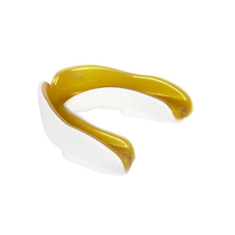 DBX Bushido Gel Mouthguard + Box - White and Gold | GelTech arany protectors and knee pads
