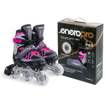 Enero Pro Roller Skates-Roller Skates-Ice Skating 4in1 Led 26-29 Pink-Gray szürke skates, roller skates