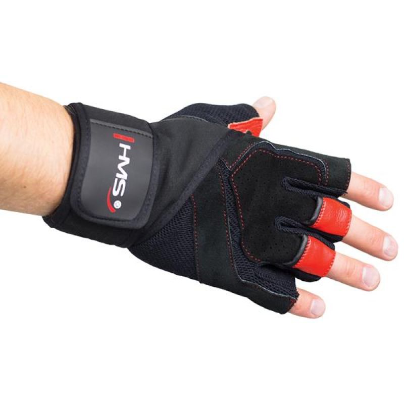 HMS Gym Gloves Black/Red RST01 SIZE fekete kapuskesztyű 17-63-209