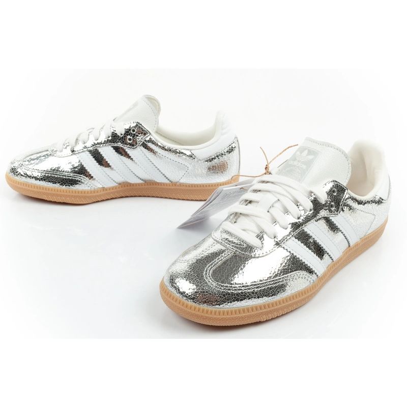 Adidas women's sports shoes Samba OG silver sneakers fashionable leather szürke sportszár