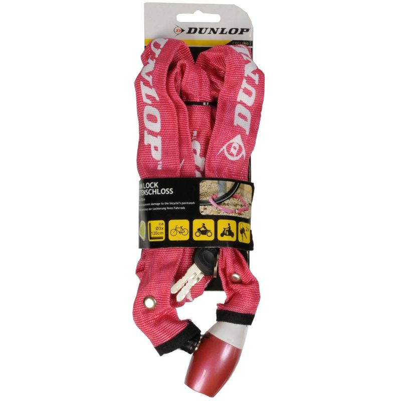 Dunlop Bicycle Lock Chain Lock 120cm Length - rózsaszín kiegészítő GSP-416984