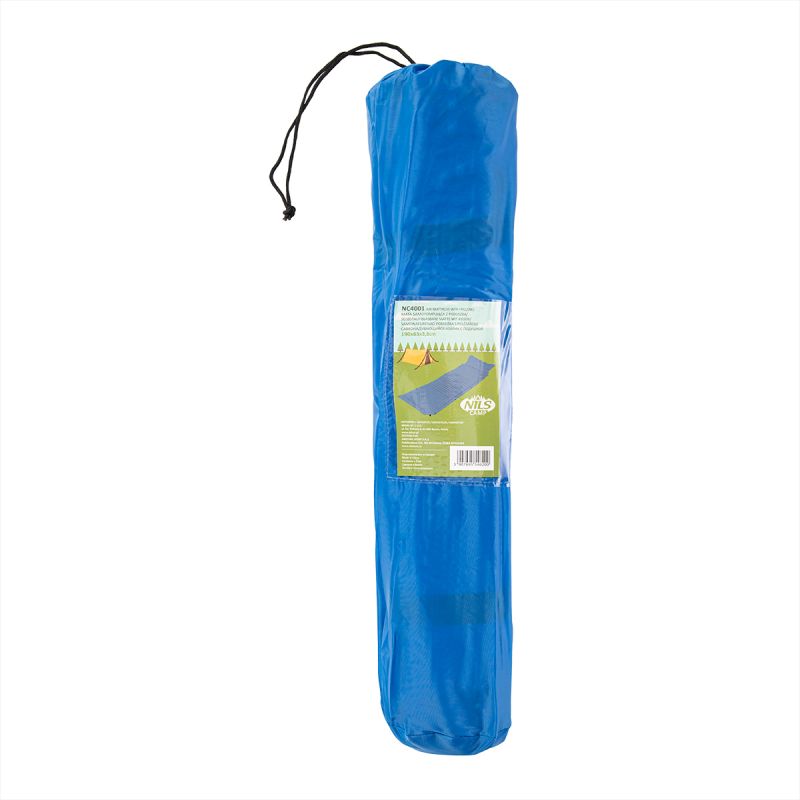 NILS CAMP NC4001 self-inflating mat with pillow, blue - 3.8 cm