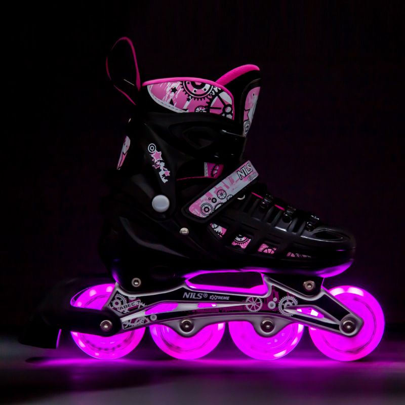 Nils Extreme 4in1 PINK LED SIZE M(35-38) ROLLER SKATER WITH DIMENSIONAL HOCKEY BLADE rózsaszín görkorcsolya