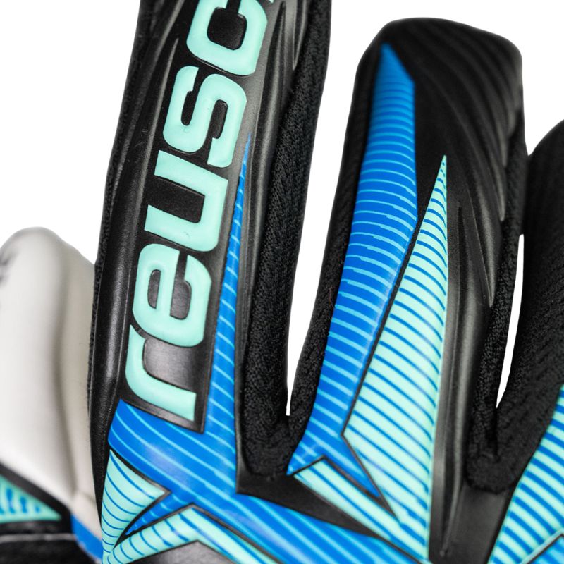 Reusch Attrakt RE:Grip NC Junior goalkeeper gloves black and 5672535 kék kapuskesztyű
