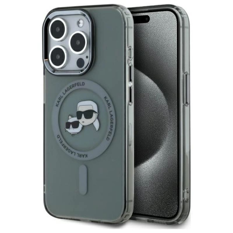 Karl Lagerfeld KLHMP15LHLSKCK iPhone 15 Pro 6.1" /black hardcase IML Metal Karl&Choupette Head MagSafe fekete cases