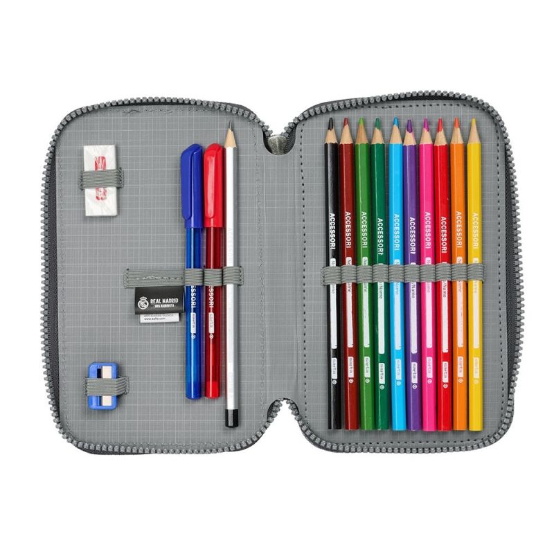 Real Madrid double filled pencil case with accessories 28 pcs wielokolorowy tolltartó