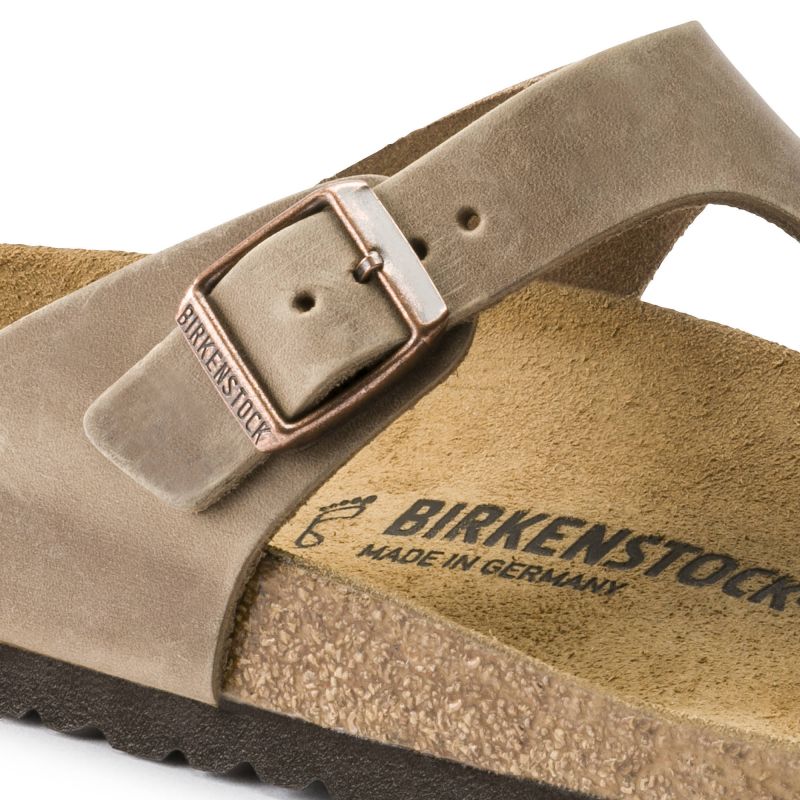 Birkenstock Gizeh Oiled Leather Tobacco Brown Regular Women's Flip-Flops Wide (0943811) general