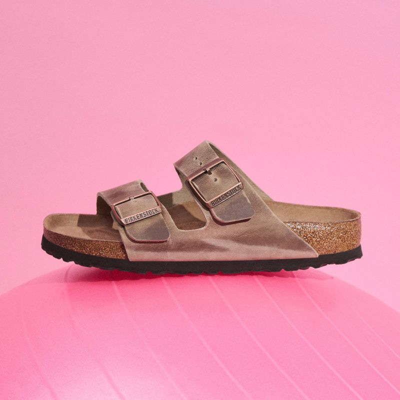 Birkenstock Arizona Soft Footbed Oiled Leather Tabacco Brown Narrow Women's/Men's Slides (0552813) cipő