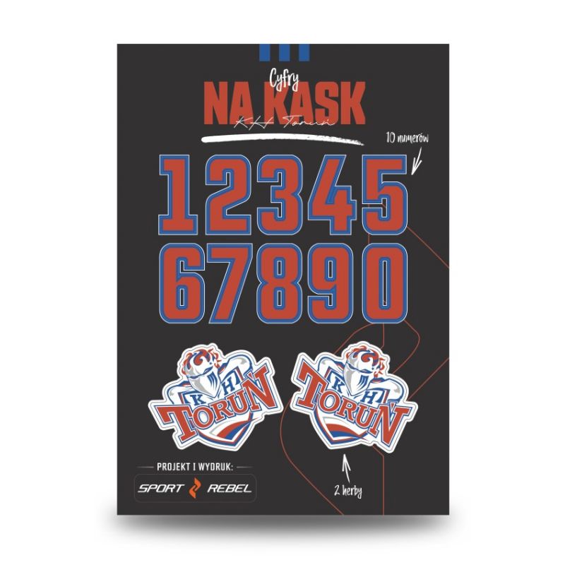 Inny Helmet numbers KHT Toruń SILVERCYFRY Kiegészítő fekete