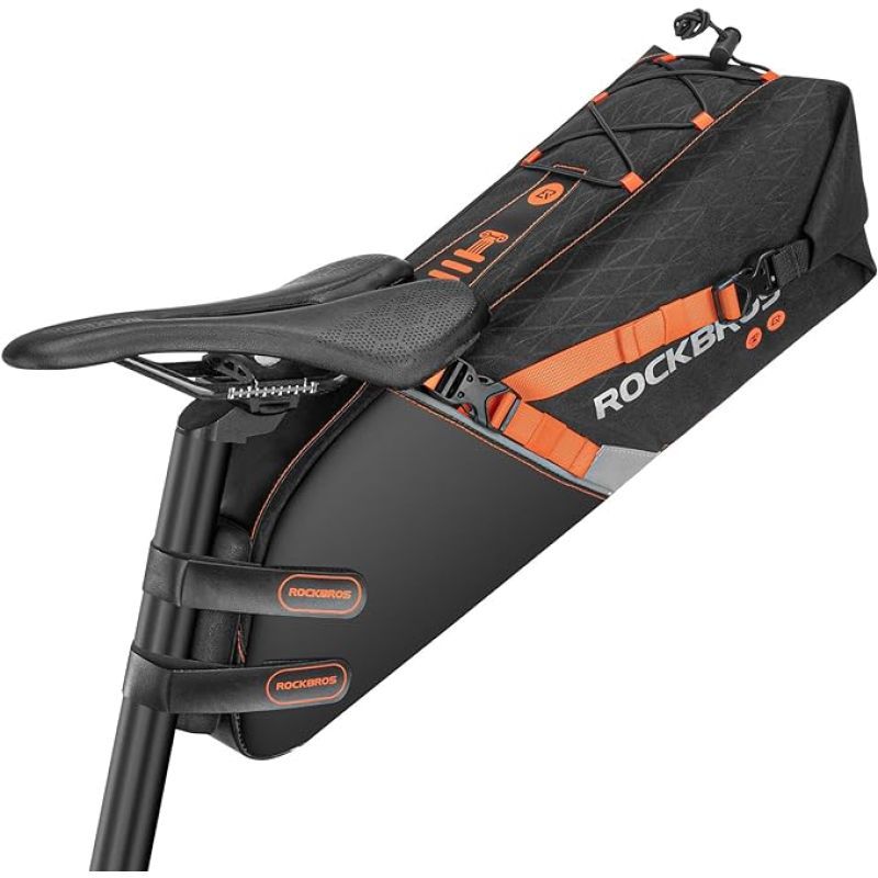 Rockbros bicycle saddle black- narancssárga táska