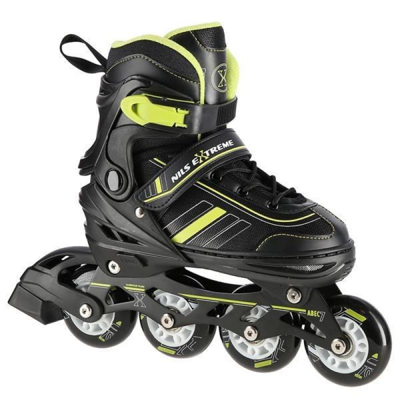 Nils Extreme Nh18191 2in1 Roller Skates Black-Lime Size M (34-38) With Replaceable Hockey Blade