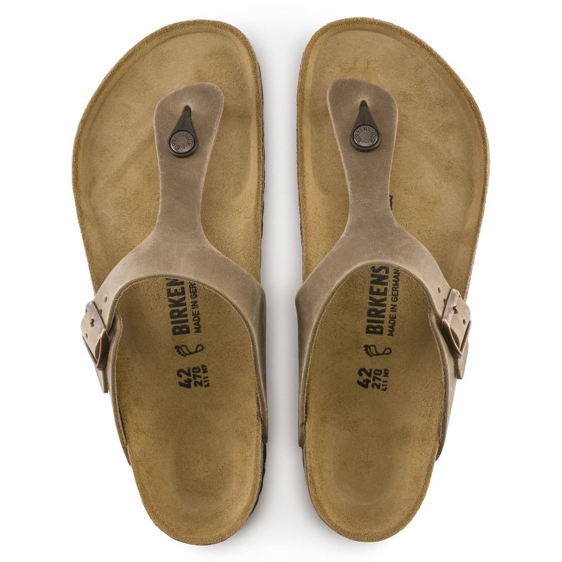 Birkenstock Gizeh Oiled Leather Tobacco Brown Regular Women's Flip-Flops Wide (0943811) general