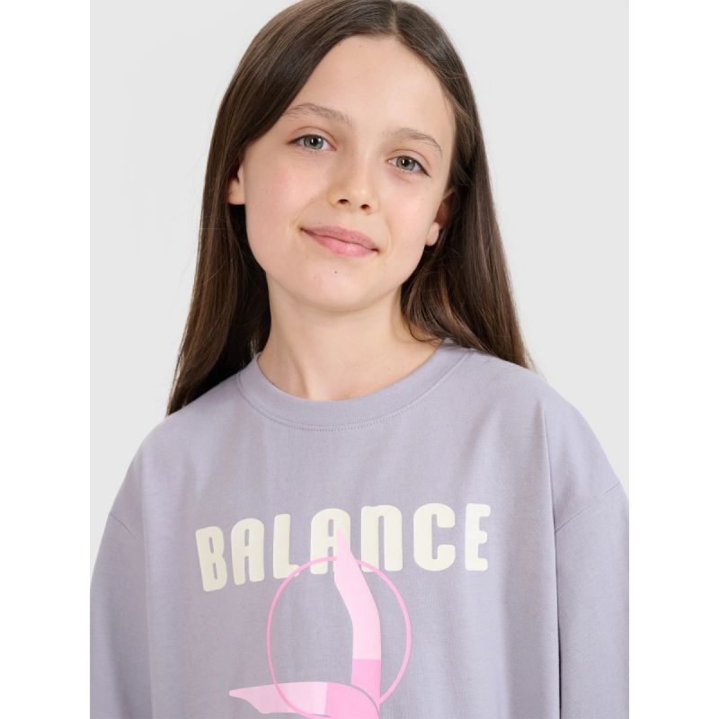 Oversized T-shirt with print for girls 4F 4FJRSS25TTSHF2646-25S póló