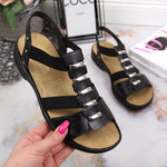Black leather Roman sandals Rieker W fekete utcai cipő