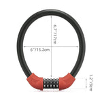 Rockbros bicycle lock with code, steel cable, 85 cm - red
