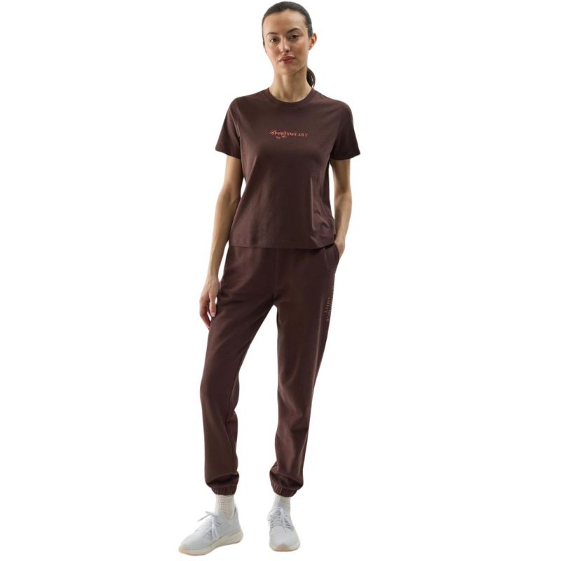 4f Women's T-shirt F1354 dark brown 4FWSS24TTSHF1354 80S Ruházat