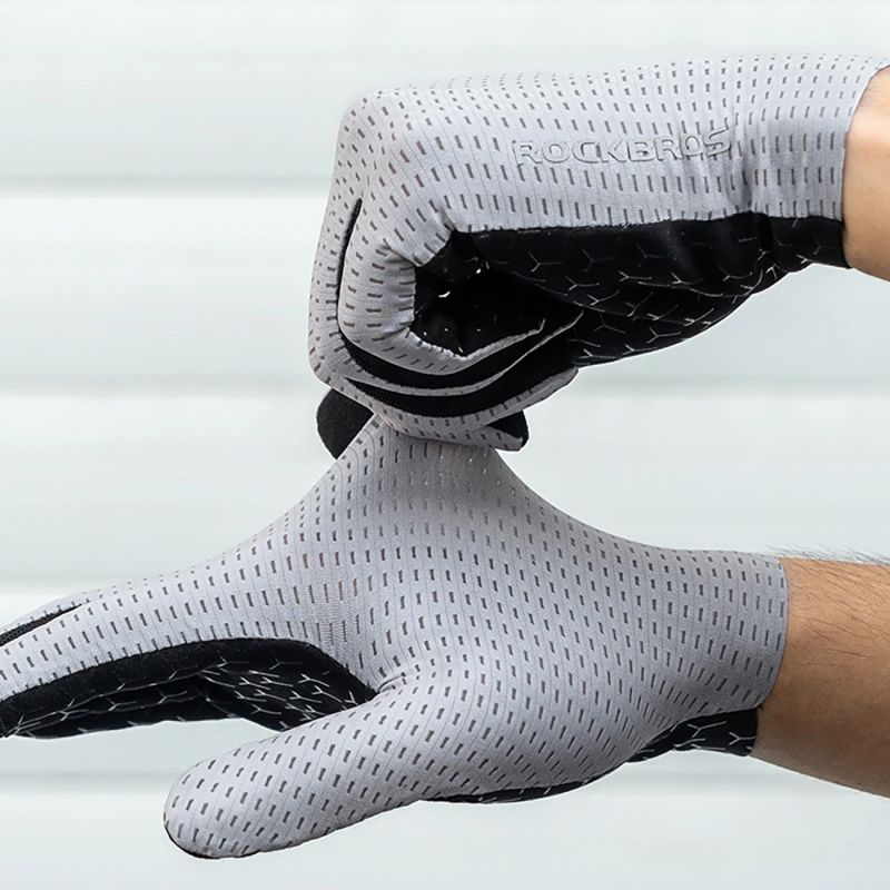 Rockbros Breathable Full Finger Cycling Gloves, Size: L - Gray szary \ l kesztyű