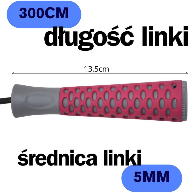 Enero Fitness Skipping Rope Pvc 300cm Pink Fit rózsaszín ropes, training equipment