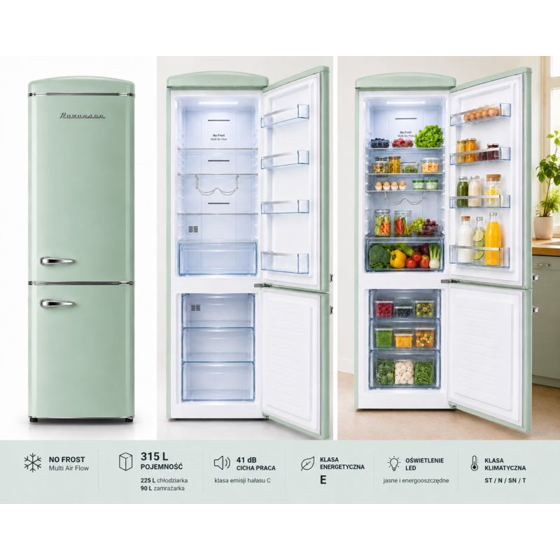 Vans Ravanson Retro Refrigerator 597mm x 707mm x 1943 mm | 315l | Total No Frost | Class E | menta home appliances
