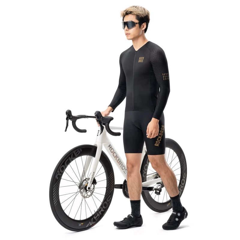 Rockbros Diamond Long Sleeve Cycling Jersey Size XS - Black czarny \ xs póló