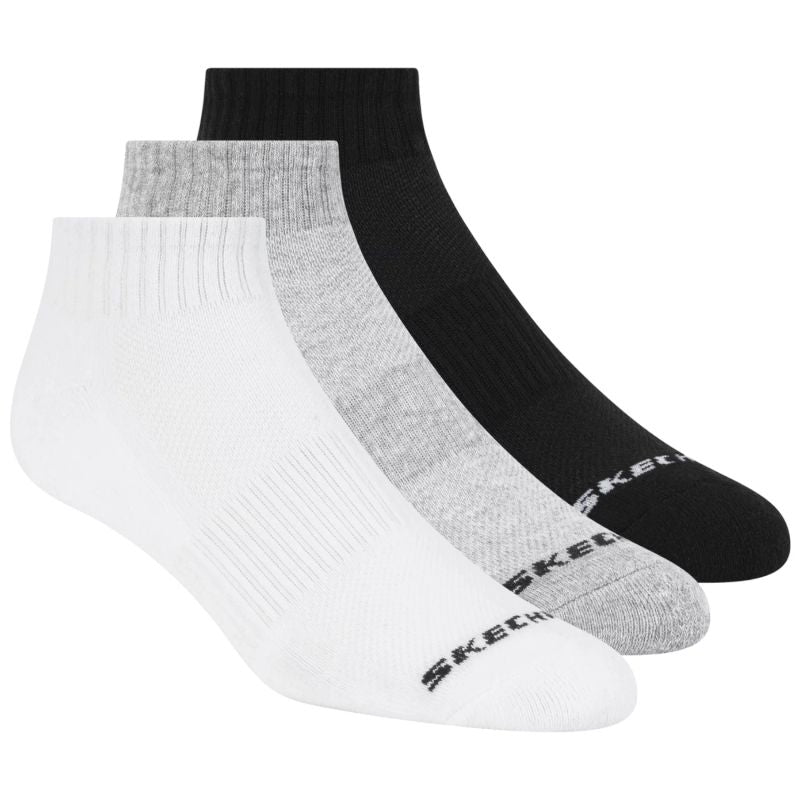 Skechers 3pk Unisex Terry Qtr Crew White