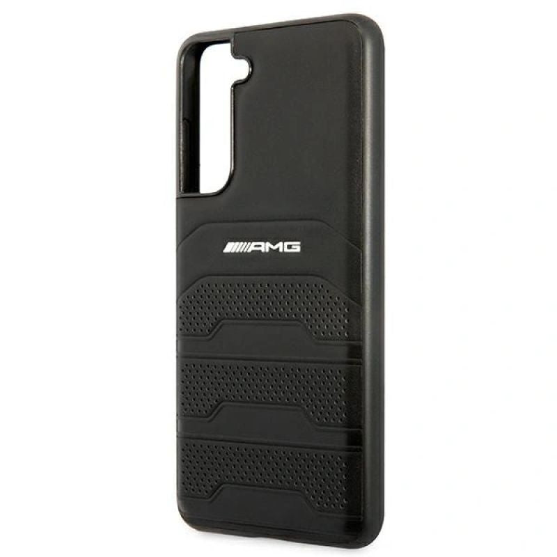 DC AMG S21 FE G990 czarny/black hardcase Leather Debossed Lines fekete telefontok