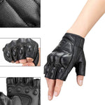 Rockbros 16220006004 leather motorcycle gloves - black fekete kesztyű