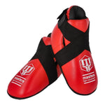 MASTERS FIGHT EQUIPMENT OSK-1 leather foot protectors (WAKO APPROVED) piros védőfelszerelés 03041-02M