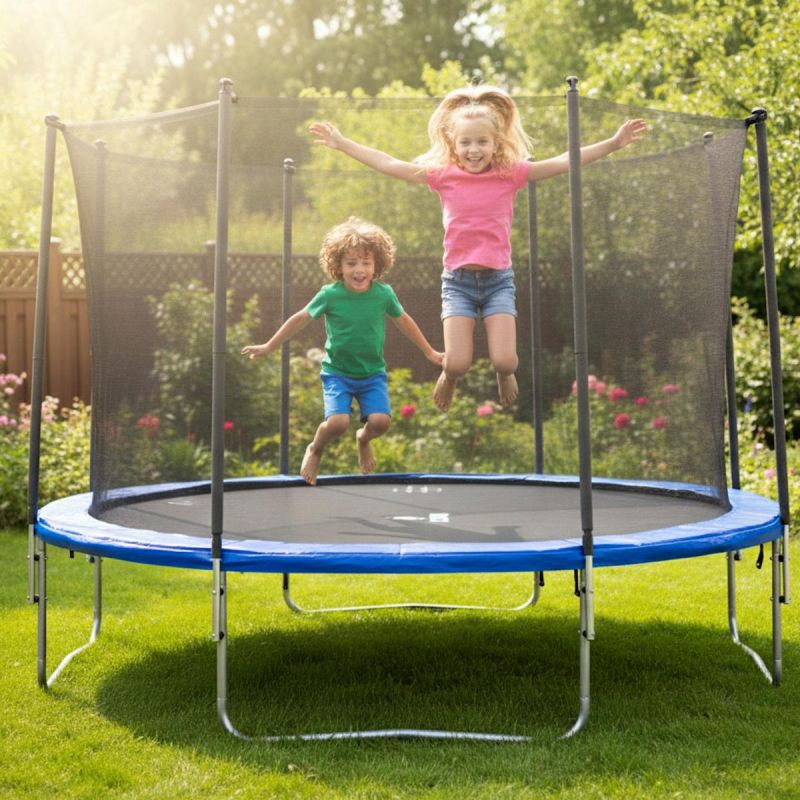 Enero Foldable Garden Tramppoline With Inner Net 12ft 366cm fekete furniture
