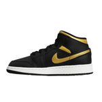 AIR Jordan 1 Mid Junior (GS) Basketball Black/Metallic Gold - arany cipő