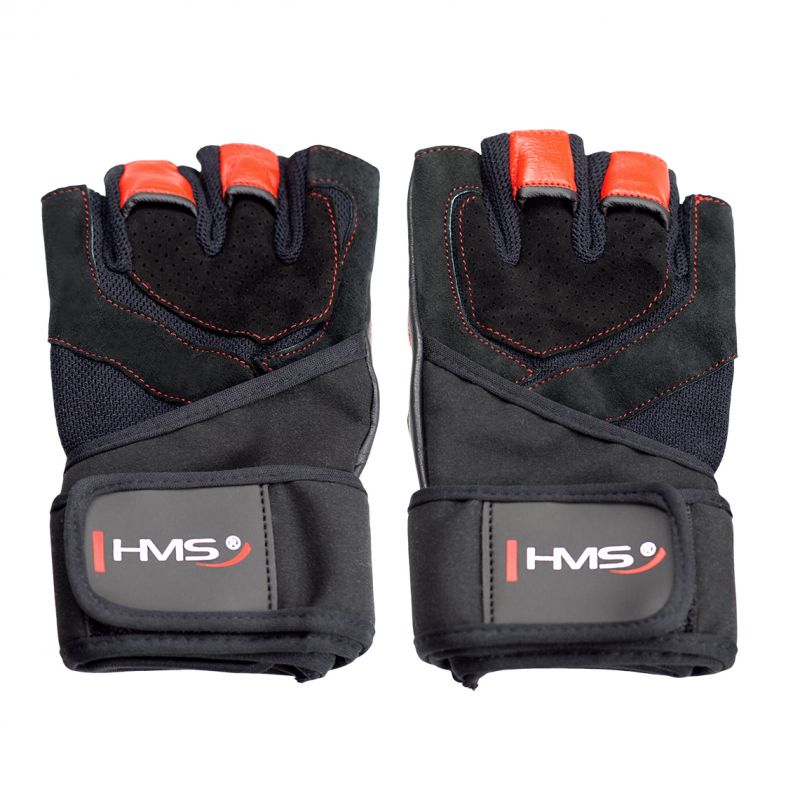 HMS Gym Gloves Black/Red RST01 SIZE fekete kapuskesztyű 17-63-209