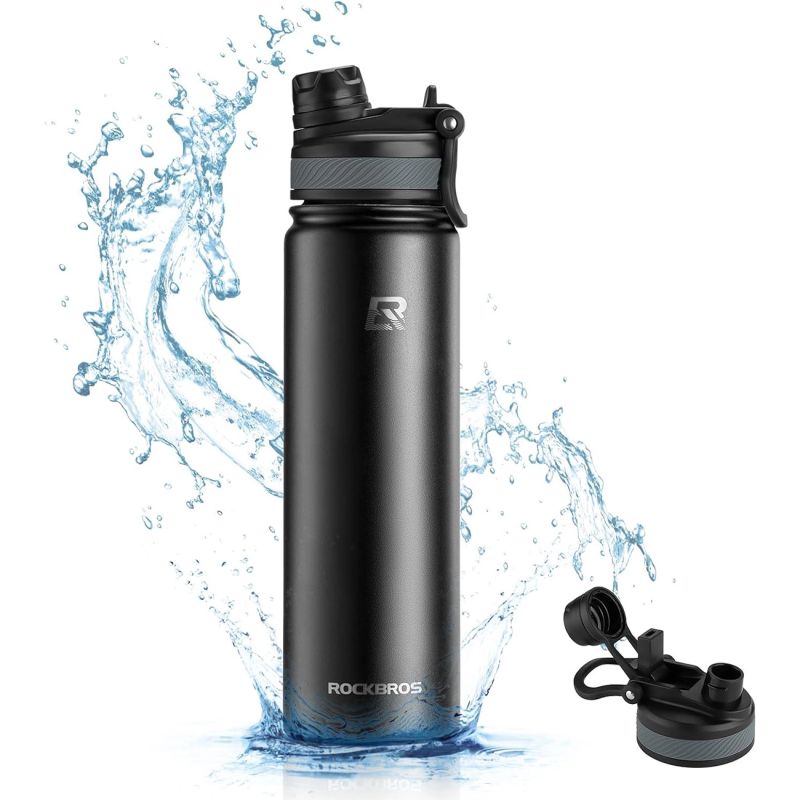Rockbros 35210029002 thermal bicycle bottle for drinks 650 ml - black 650 ml \ czarny water bottles, training equipment, tourist equipment