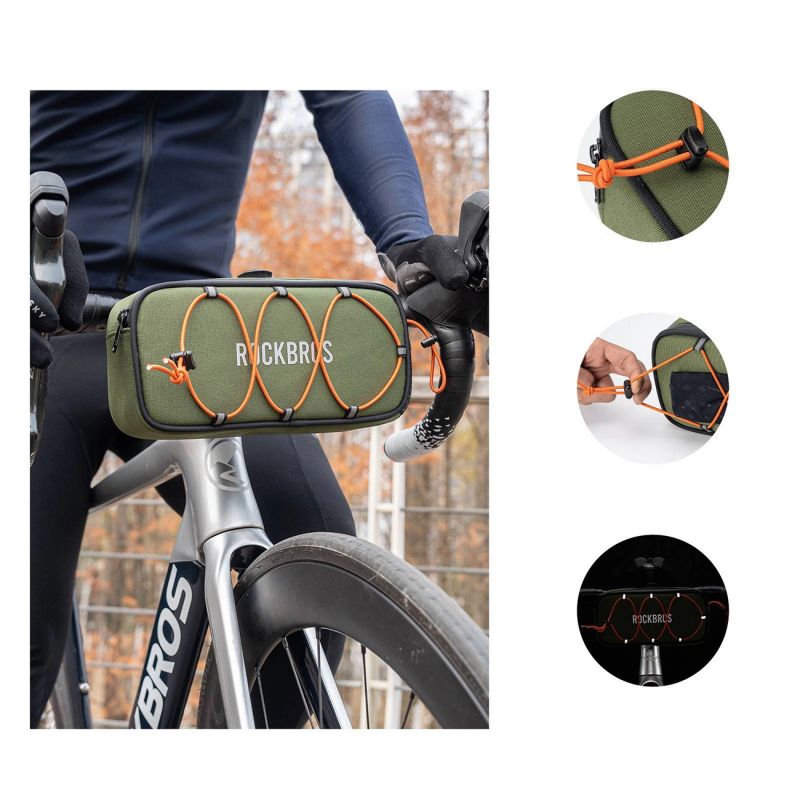 Rockbros TL001 ROAD TO SKY 1.9L Handlebar Waterproof - Green zielony sporttáska 5907769384219-211527