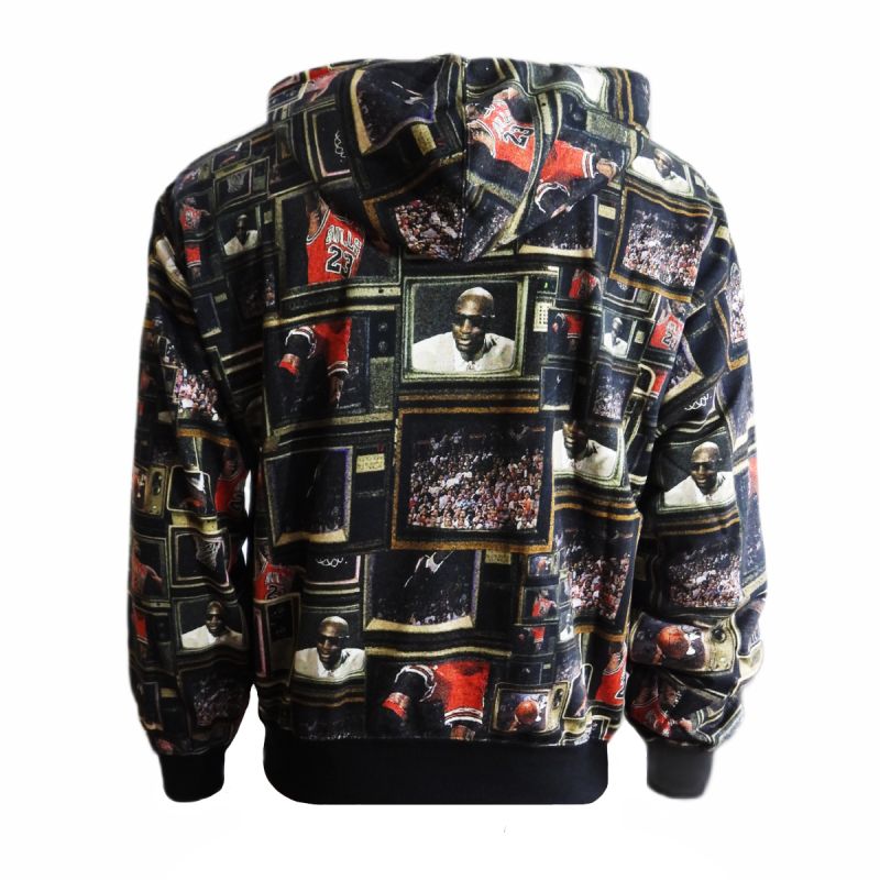 AIR Jordan Men's Brooklyn Fleece Printed Pullover Hoodie - fekete pulóver