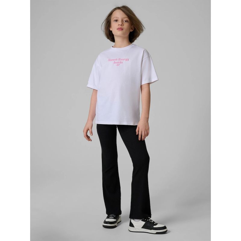 Girls' loose T-shirt with print 4F 4FJRSS26TTSHF3825-10S 158/164 póló