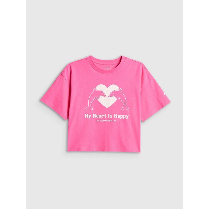 4F Loose T-shirt with a girl's print 158/164 ruházat 4FJRSS26TTSHF3908-54N