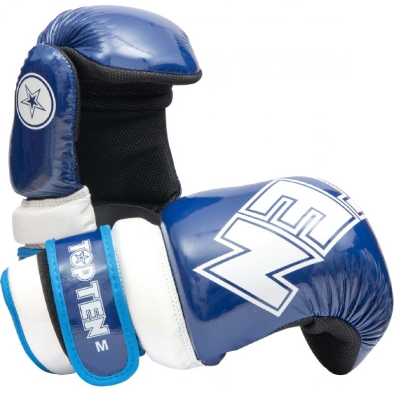 TOP TEN ROTT "GLOSSY BLOCK" Open Gloves jasnoniebieski+xs kesztyű