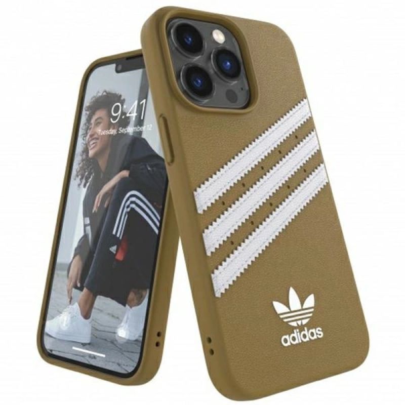 Adidas OR Molded Case PU for iPhone 13 Pro / iPhone 13 - Beige and Gold beżowy || złoty pulóver