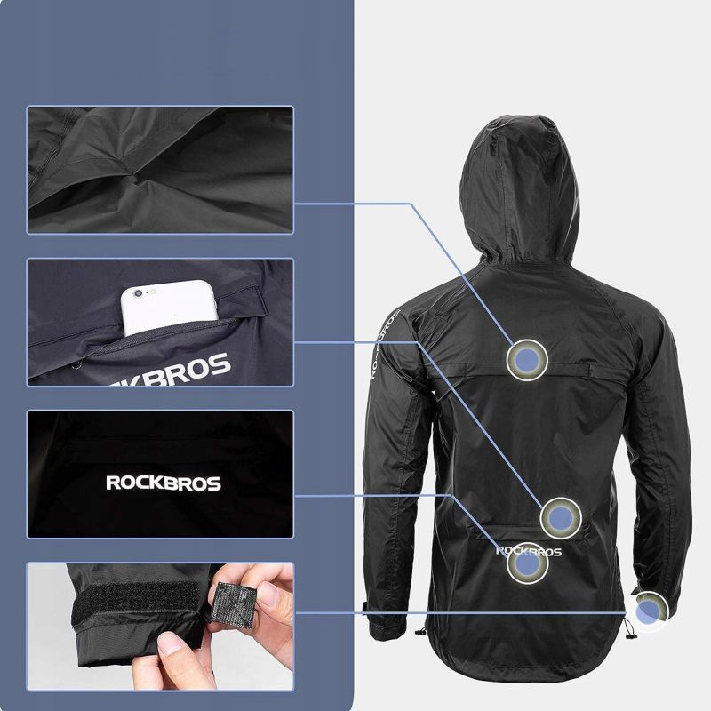 Rockbros rain breathable windproof - black fekete dzseki