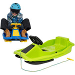 Enero PLASTIC SLEDGE WITH BRAKE AND HANDLEBAR SANTA CLAUS GREEN zöld sled