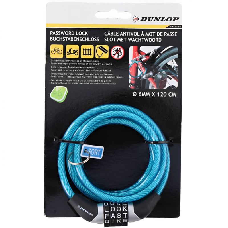 Dunlop password lock bicycle lock 6 mm 120 cm ST 4ass színes kiegészítő 02922