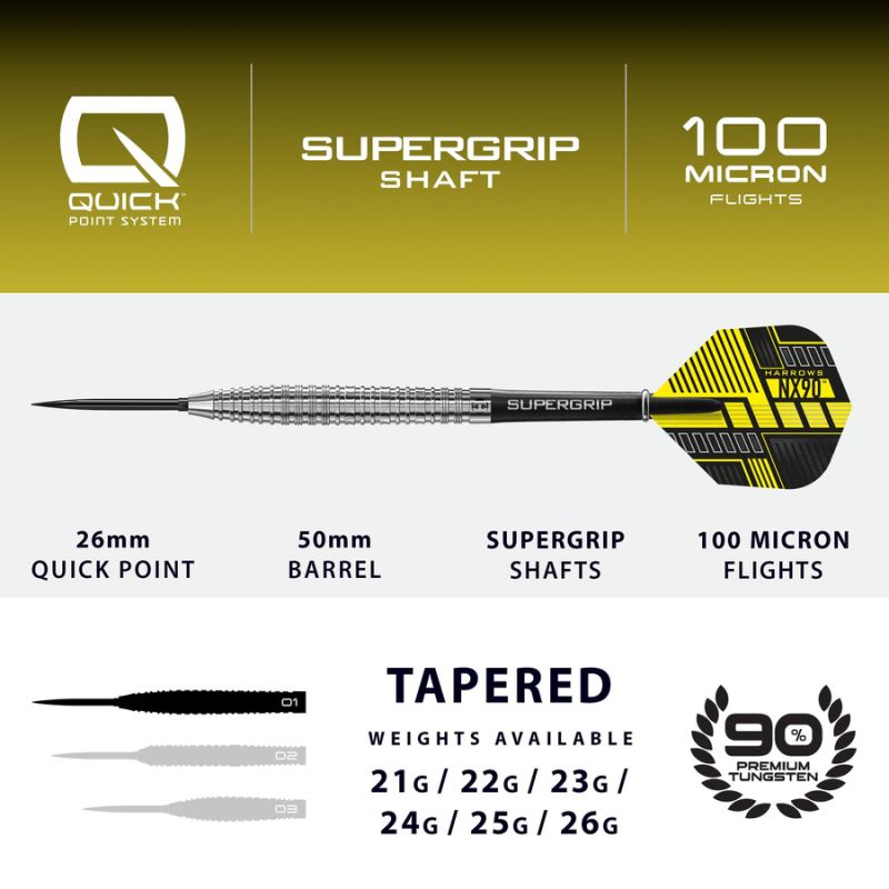 Harrows NX-90 Tapered QP darts 90% steeltip kiegészítő NX-90TaperedQP