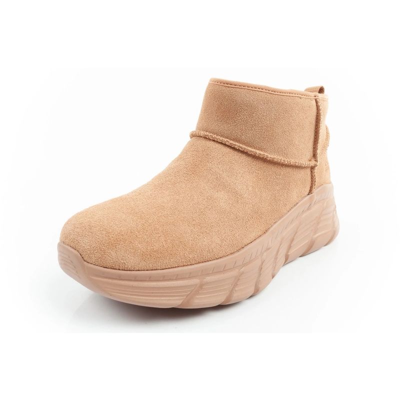 Skechers women's winter boots, insulated leather ankle boots, brown Cipő