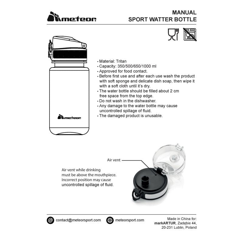 Meteor Bottle 500 ml uniw water bottles, training equipment