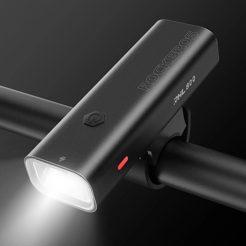 Rockbros 24710012001 front bicycle light 800 lm + USB-C - USB-A cable - black fekete lights, tourist equipment