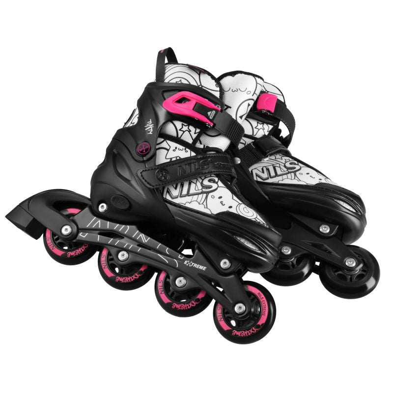NH10907 4in1 ROLLER SKATES WITH EXTENDED HOCKEY BLADES TINTS PINK SIZE L (39-42) NILS EXTREME rózsaszín utcai cipő